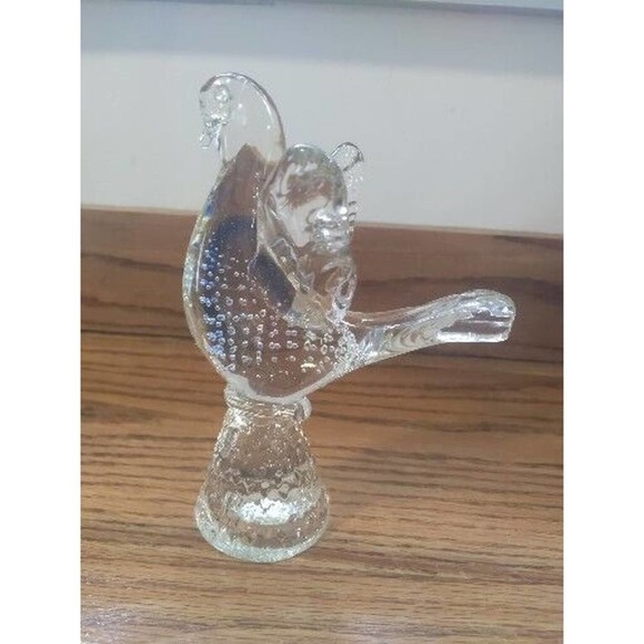 Murano Art Glass Dove Bird On Pinecone Vtg Controlled Bubbles Figure Sculpture - Picture 2 of 5